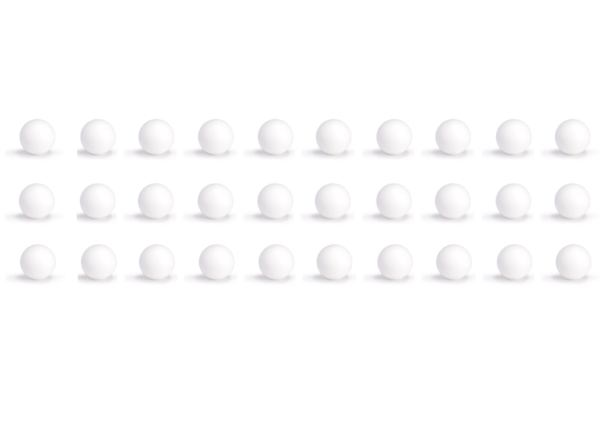 30 balles blanches dures